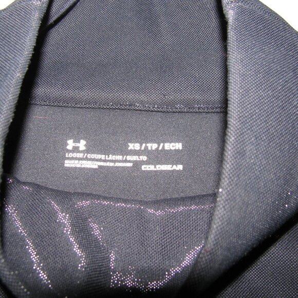 Under Armour Metallic Black Long Sleeve Turtle Neck Mens XS Loose  Cold gear - Picture 3 of 7
